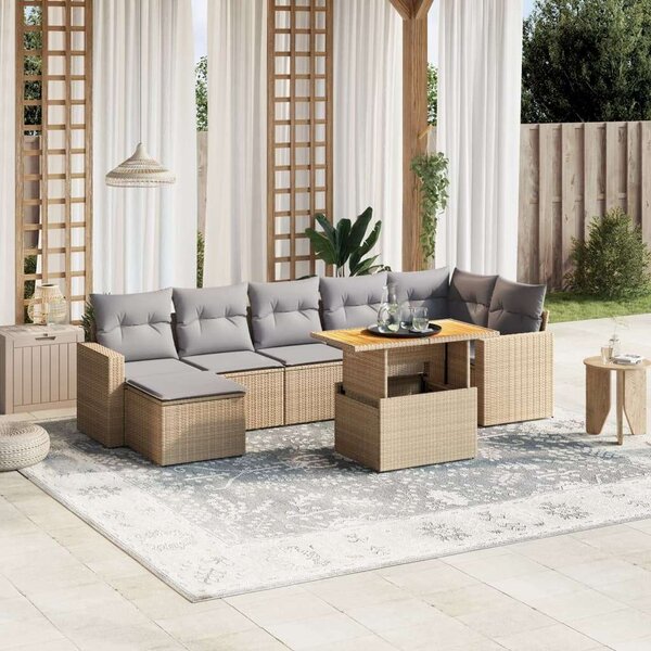 VidaXL Polyrattan Kerti Ülőgarnitúra - 8 részes - Bézs