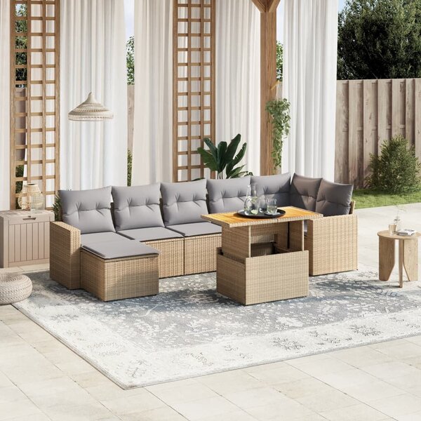 VidaXL Polyrattan Kerti Ülőgarnitúra - 8 részes - Bézs