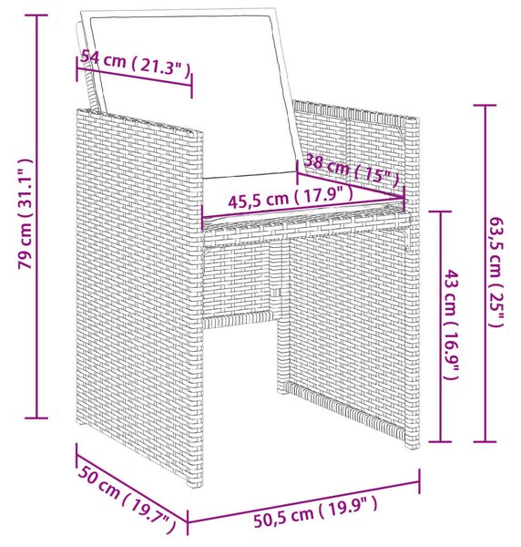 VidaXL - Polyrattan Kerti Étkezőgarnitúra - 9 részes - Bézs