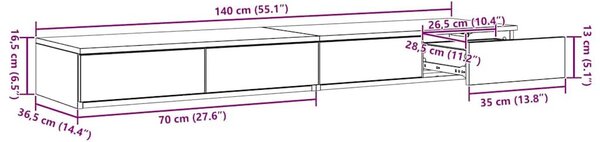 VidaXL Ágyfiókok fiókkal sonoma tölgy 140 x 36.5 x 16.5 cm Faanyag