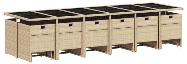 VidaXL Polyrattan Kerti Étkezőgarnitúra - 17 részes, Bézs
