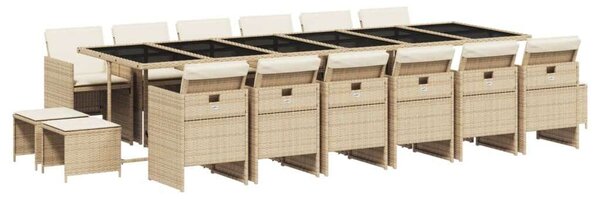 VidaXL Polyrattan Kerti Étkezőgarnitúra - 17 részes, Bézs