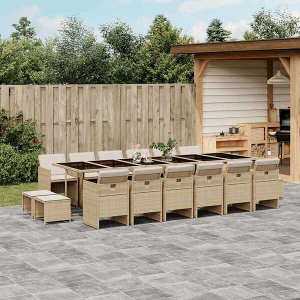 VidaXL Polyrattan Kerti Étkezőgarnitúra - 17 részes, Bézs