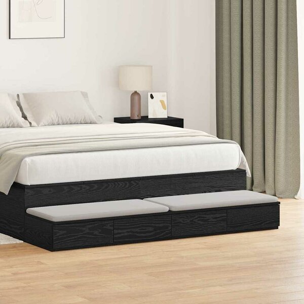 VidaXL Ágyfiókok fiókkal Musta tammi 160 x 36.5 x 16.5 cm Faanyag