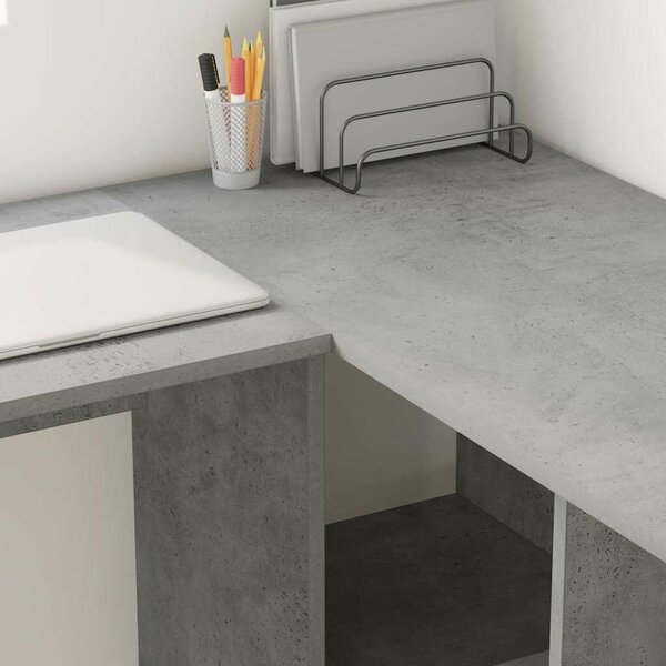 VidaXL Asztal polcokkal Beton szürke 142 x 102 x 73 cm Faanyag
