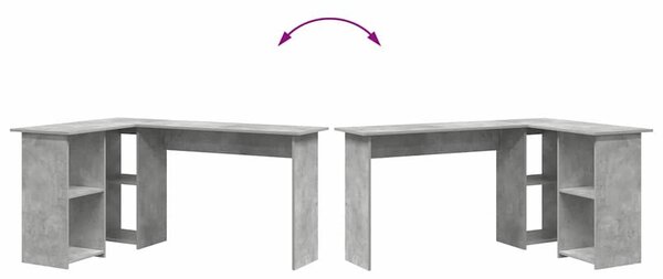 VidaXL Asztal polcokkal Beton szürke 142 x 102 x 73 cm Faanyag