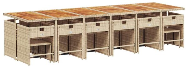 VidaXL Polyrattan Kerti Étkezőgarnitúra - 17 részes - Bézs