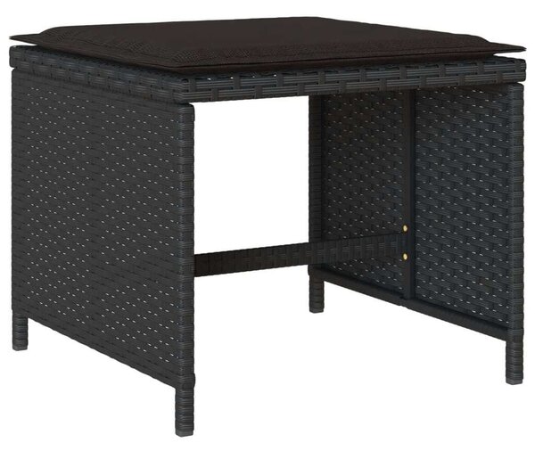 VidaXL Polyrattan Kerti Étkezőgarnitúra - 15 részes - Fekete