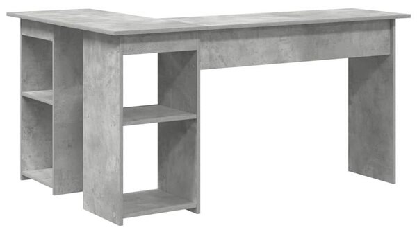 VidaXL Asztal polcokkal Beton szürke 142 x 102 x 73 cm Faanyag