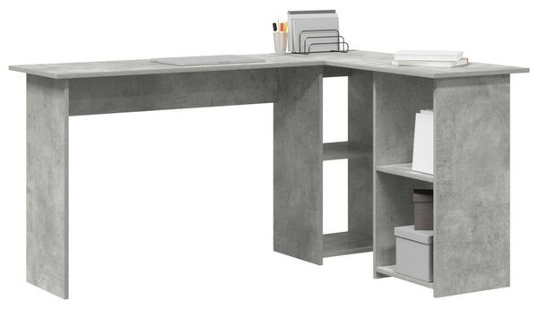 VidaXL Asztal polcokkal Beton szürke 142 x 102 x 73 cm Faanyag