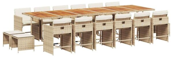 VidaXL Polyrattan Kerti Étkezőgarnitúra - 17 részes - Bézs