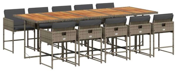 VidaXL 11 részes szürke polyrattan kerti ülőgarnitúra párnákkal