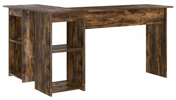 VidaXL Asztal polcokkal Füstölt tölgy 142 x 102 x 73 cm Faanyag