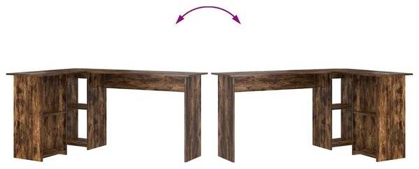 VidaXL Asztal polcokkal Füstölt tölgy 142 x 102 x 73 cm Faanyag