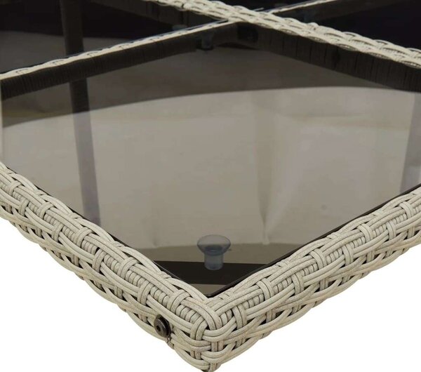 Polyrattan Kerti Étkezőgarnitúra - 7 részes - Világosszürke
