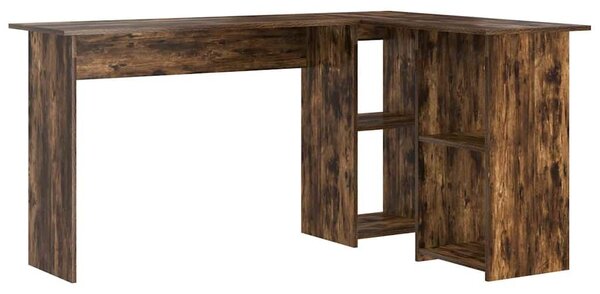 VidaXL Asztal polcokkal Füstölt tölgy 142 x 102 x 73 cm Faanyag