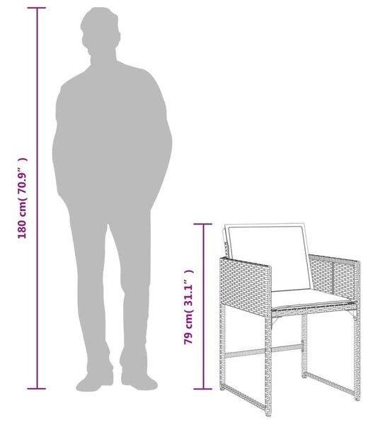 VidaXL Polyrattan Kerti Étkezőgarnitúra - 11 részes - Bézs