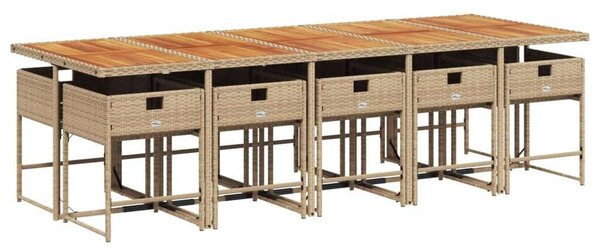 VidaXL Polyrattan Kerti Étkezőgarnitúra - 11 részes - Bézs