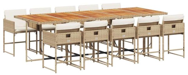 VidaXL Polyrattan Kerti Étkezőgarnitúra - 11 részes - Bézs