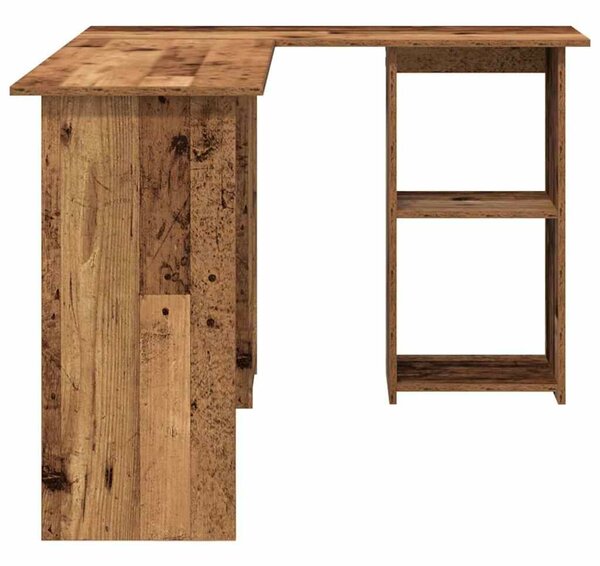 VidaXL Asztal polcokkal tárolóval Régi fa 142 x 102 x 73 cm Faanyag