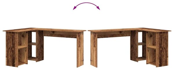 VidaXL Asztal polcokkal tárolóval Régi fa 142 x 102 x 73 cm Faanyag