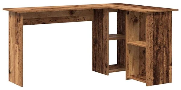 VidaXL Asztal polcokkal tárolóval Régi fa 142 x 102 x 73 cm Faanyag