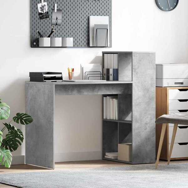 VidaXL Asztal polcokkal Beton Szürke 108 x 55 x 103,5 cm Faanyag