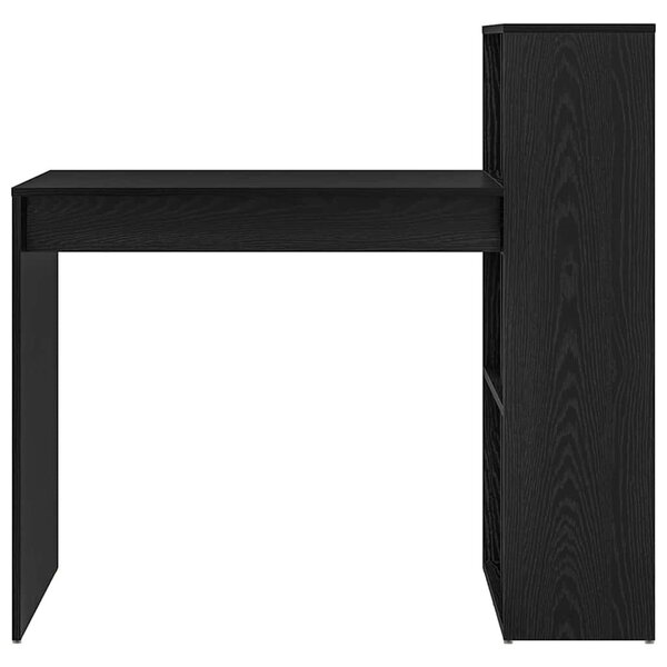 VidaXL Asztal polcokkal Musta tammi 108 x 55 x 103,5 cm Faanyag