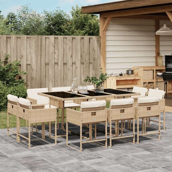 VidaXL Polyrattan Kerti Étkezőgarnitúra - 11 részes - Bézs