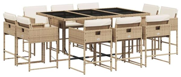VidaXL Polyrattan Kerti Étkezőgarnitúra - 11 részes - Bézs