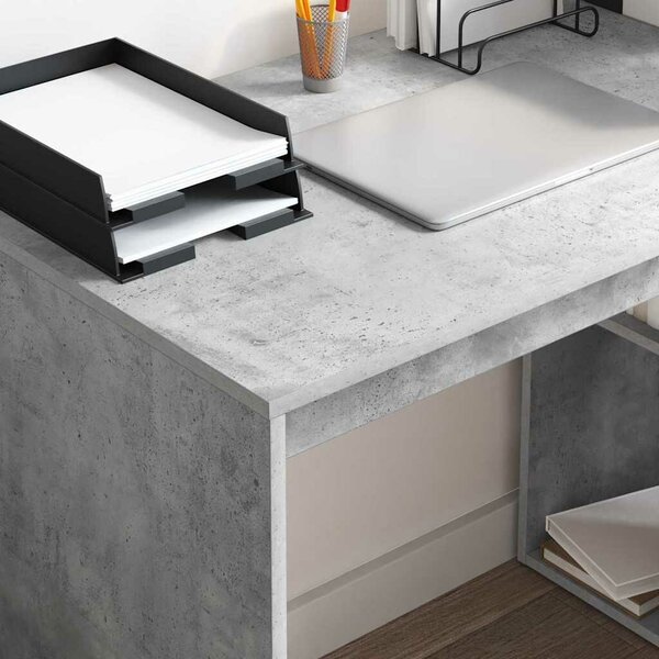VidaXL Asztal polcokkal Beton Szürke 108 x 55 x 103,5 cm Faanyag