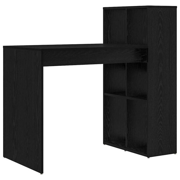 VidaXL Asztal polcokkal Musta tammi 108 x 55 x 103,5 cm Faanyag