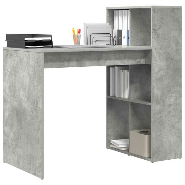 VidaXL Asztal polcokkal Beton Szürke 108 x 55 x 103,5 cm Faanyag