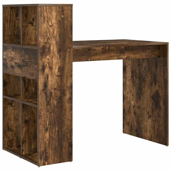VidaXL Asztal polcokkal Füstölt tölgy 108 x 55 x 103.5 cm Faanyag