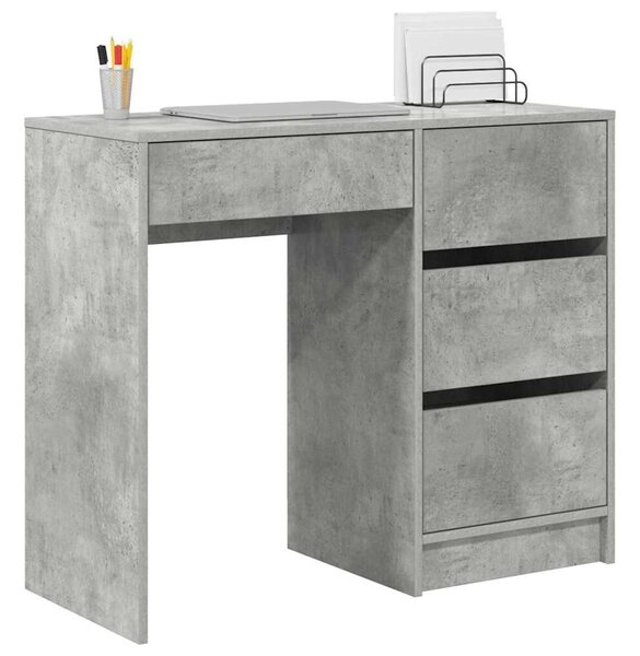 VidaXL Asztal fiókkal tárolóval Beton Szürke 90 x 37.5 x 75 cm Faanyag