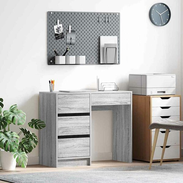 VidaXL Asztal fiókkal Szürke Sonoma 90 x 37.5 x 75 cm Faanyag