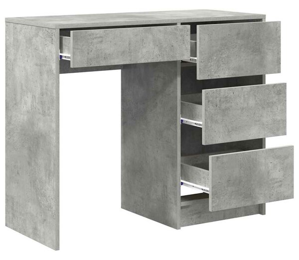 VidaXL Asztal fiókkal tárolóval Beton Szürke 90 x 37.5 x 75 cm Faanyag