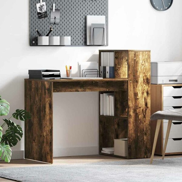 VidaXL Asztal polcokkal Füstölt tölgy 108 x 55 x 103.5 cm Faanyag