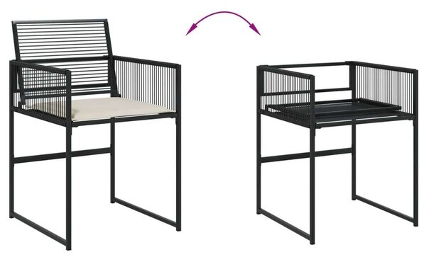 VidaXL Kerti Étkezőgarnitúra - 7 részes - Fekete Polyrattan