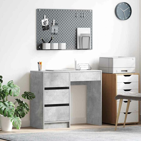 VidaXL Asztal fiókkal tárolóval Beton Szürke 90 x 37.5 x 75 cm Faanyag