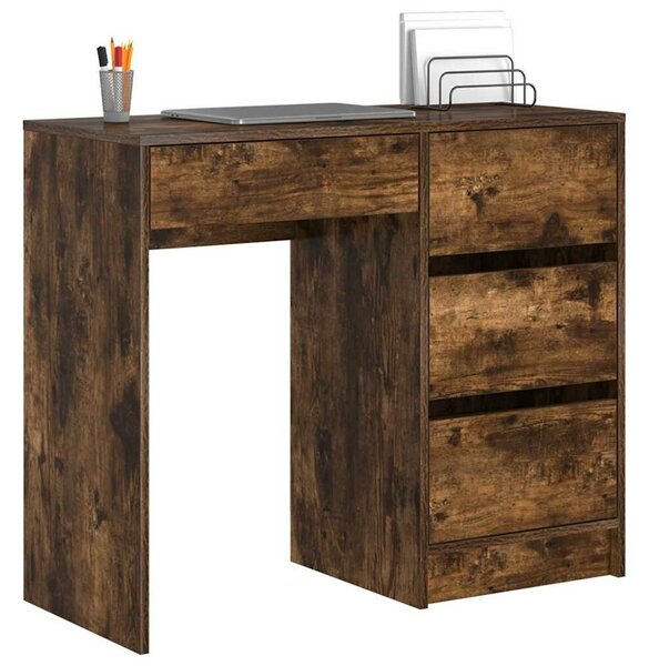 VidaXL Asztal fiókkal Füstölt tölgy 90 x 37,5 x 75 cm Faanyag
