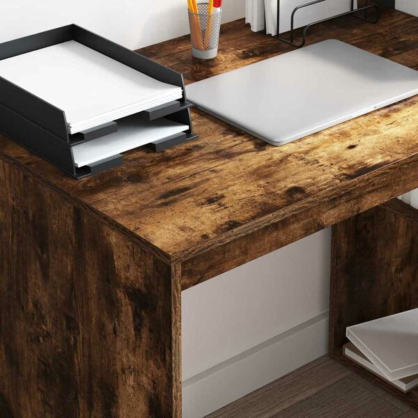 VidaXL Asztal polcokkal Füstölt tölgy 108 x 55 x 103.5 cm Faanyag