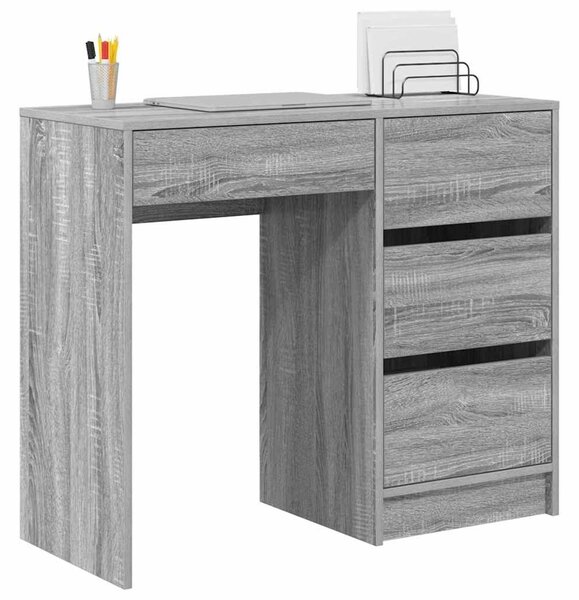 VidaXL Asztal fiókkal Szürke Sonoma 90 x 37.5 x 75 cm Faanyag
