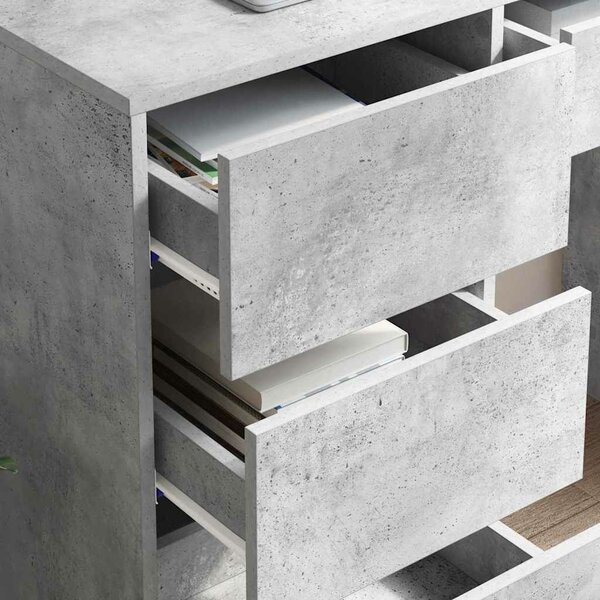 VidaXL Asztal fiókkal tárolóval Beton Szürke 90 x 37.5 x 75 cm Faanyag