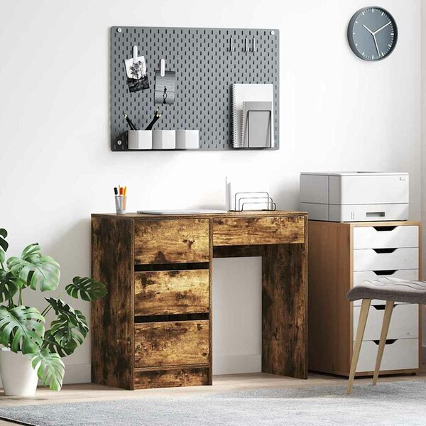 VidaXL Asztal fiókkal Füstölt tölgy 90 x 37,5 x 75 cm Faanyag