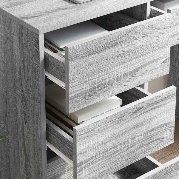 VidaXL Asztal fiókkal Szürke Sonoma 90 x 37.5 x 75 cm Faanyag