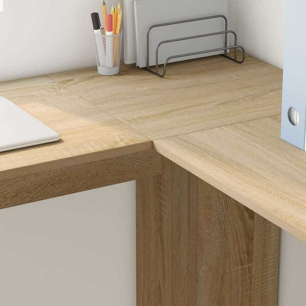 VidaXL Sarokíróasztal Sonoma tölgy 140 x 113,5 x 75 cm Faanyag