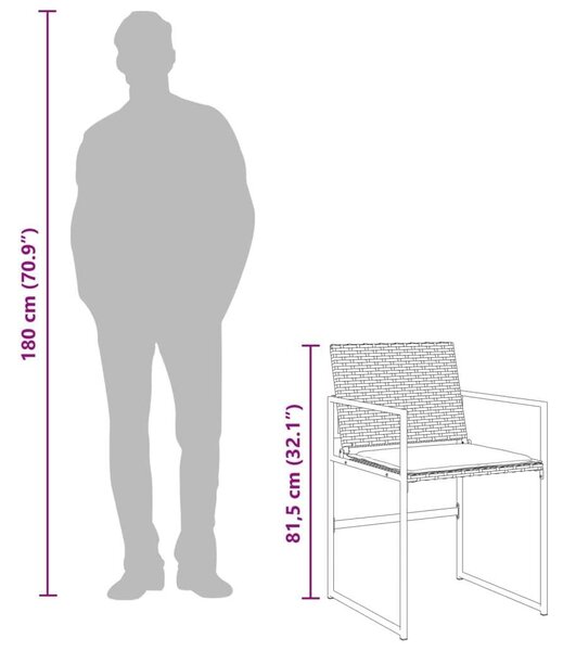 VidaXL 5 részes Kerti Étkezőgarnitúra - Fekete Polyrattan