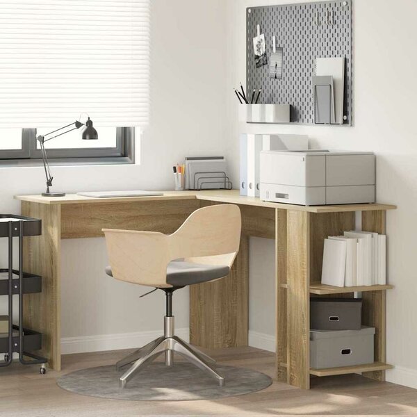 VidaXL Sarokíróasztal Sonoma tölgy 140 x 113,5 x 75 cm Faanyag