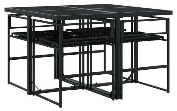 VidaXL 5 részes Kerti Étkezőgarnitúra - Fekete Polyrattan